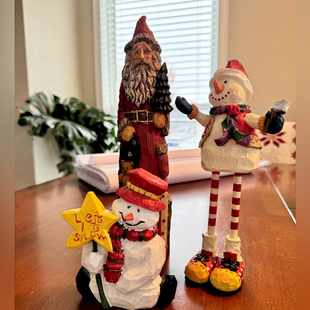 Santa and Snowman Holiday Figurines